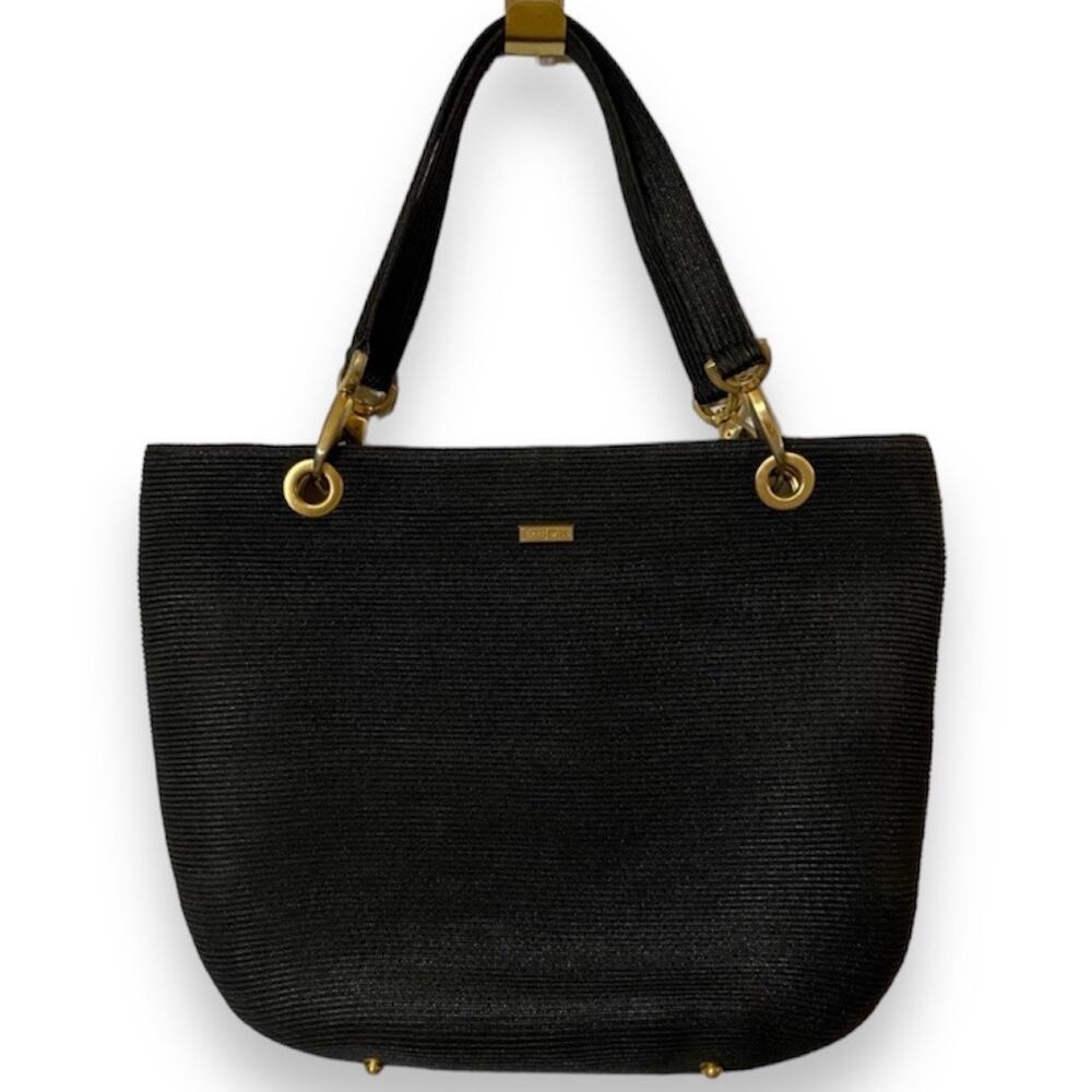 Eric Javits New York Purse SQUISHEE Black Woven Straw Tote Style Large Handbag